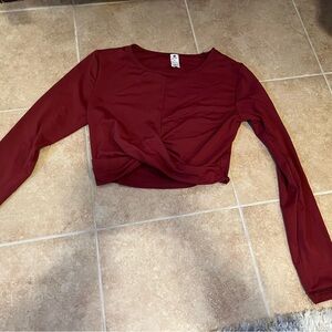 90 Degree By Reflex Red Crop Tie Front Long Sleeve